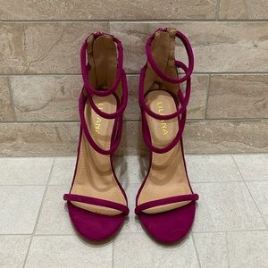 Pink Faux Suede Heels Size 8